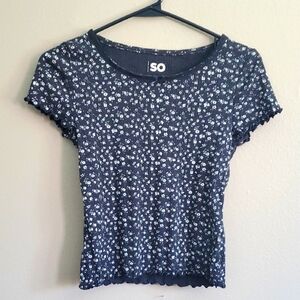 SO Girls Black And Floral Short Sleeve Tee